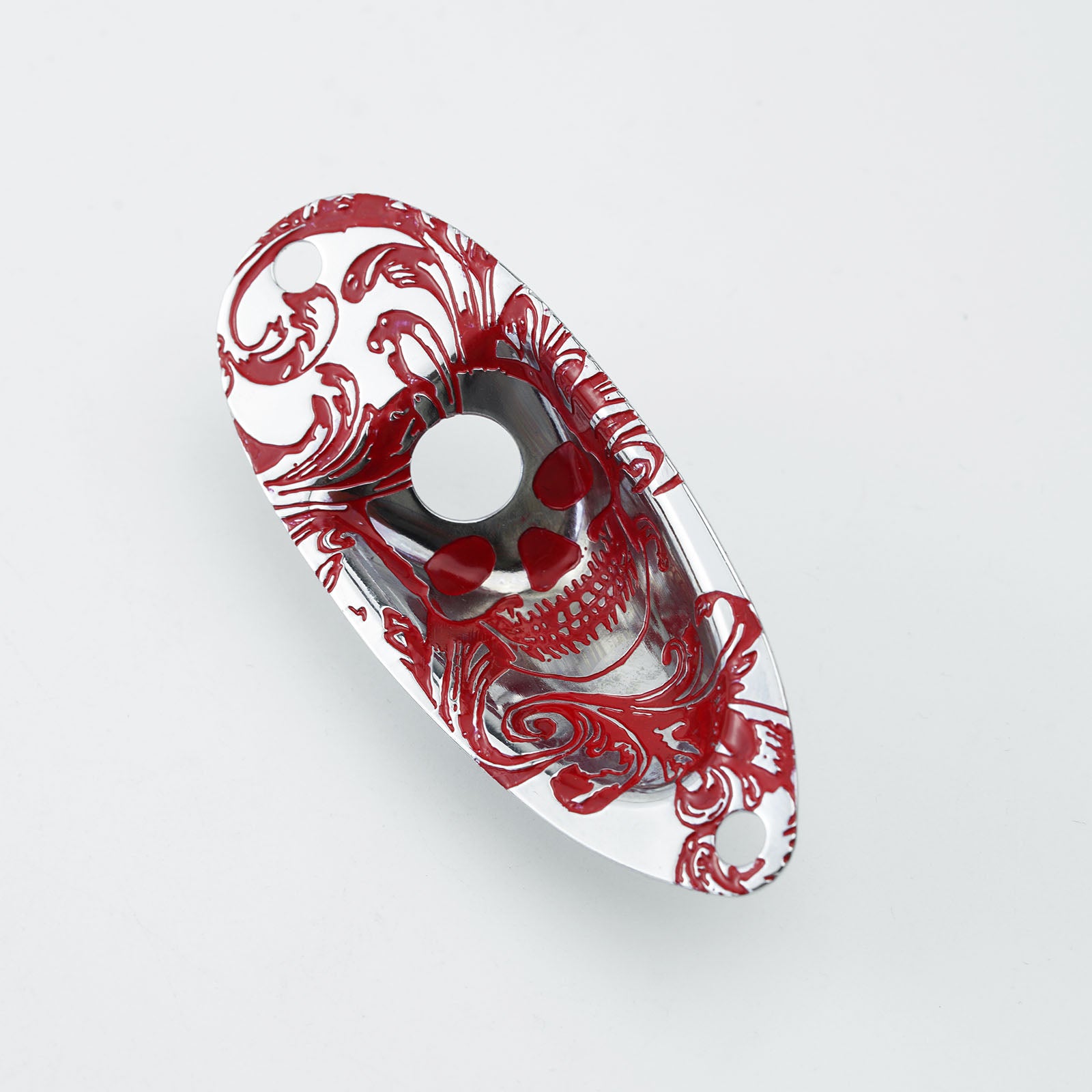 Engraved Skull Design Guitar Output Jack Plate with Electroplated Finish | Guyker
