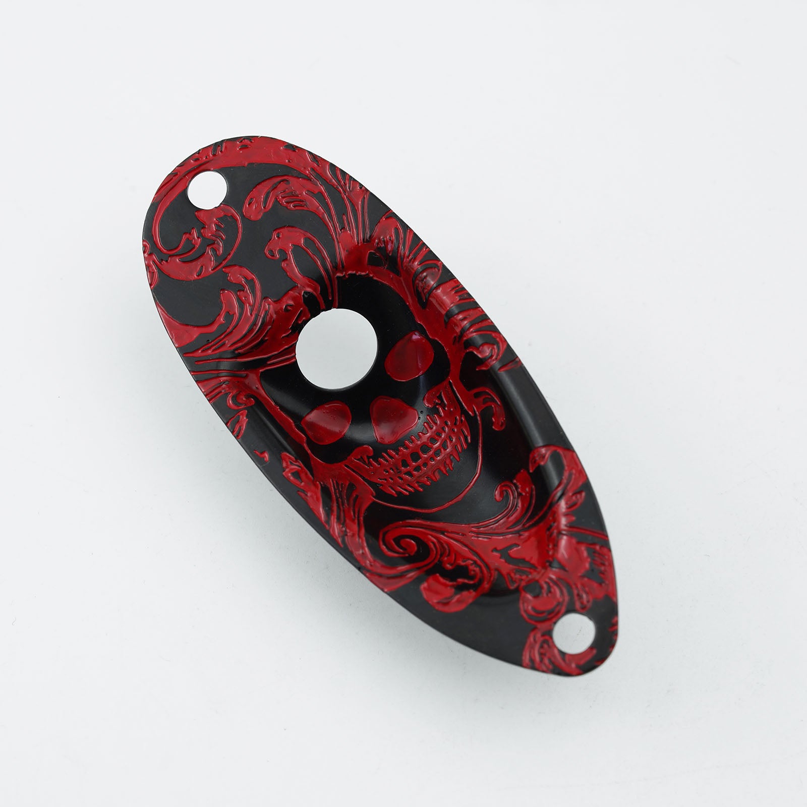 Engraved Skull Design Guitar Output Jack Plate with Electroplated Finish | Guyker