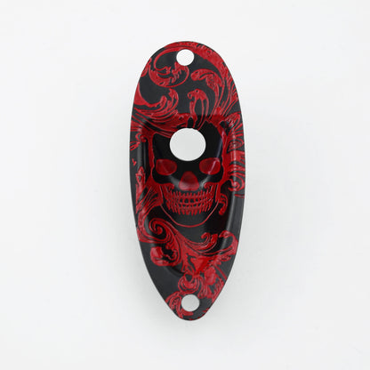 Engraved Skull Design Guitar Output Jack Plate with Electroplated Finish | Guyker