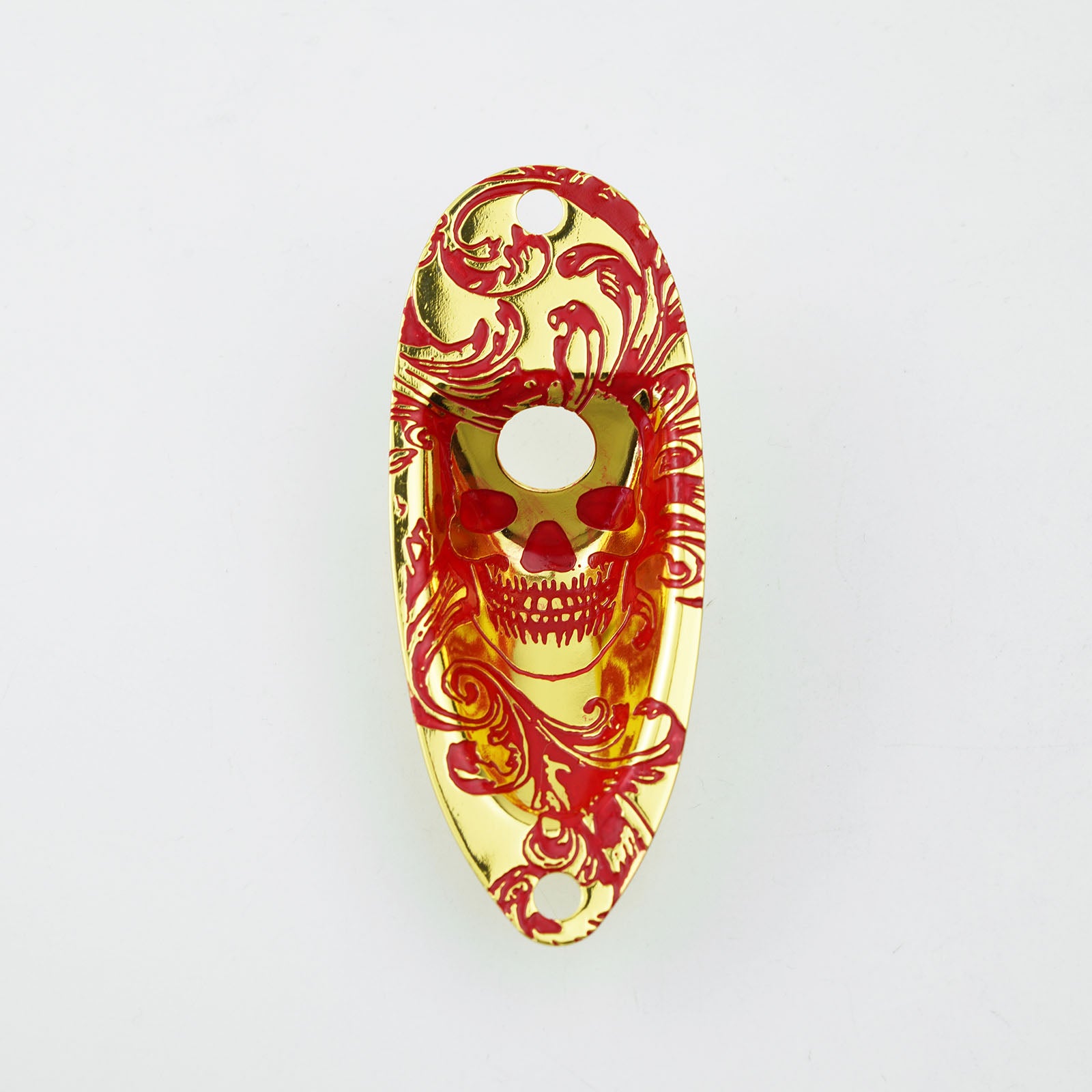 Engraved Skull Design Guitar Output Jack Plate with Electroplated Finish | Guyker