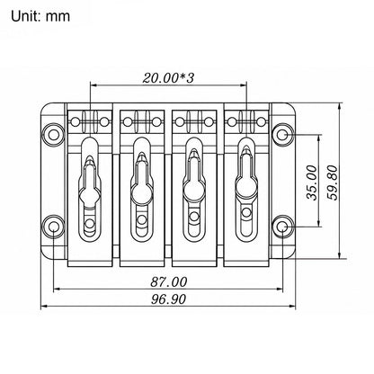 Guyker GB208 8-String Electric Bass Bridge Zinc Alloy for Bass Guitar