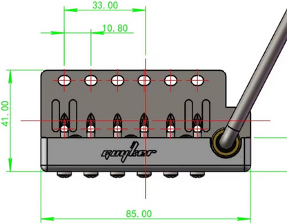Guyker Guitar Tremolo Bridge String Spacing 10.8MM with Brass Saddle and Brass Block GG1009A