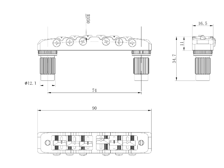 Guyker GMA-001 Lightweight CNC Machined Aluminum Guitar Bridge with Brass Saddles