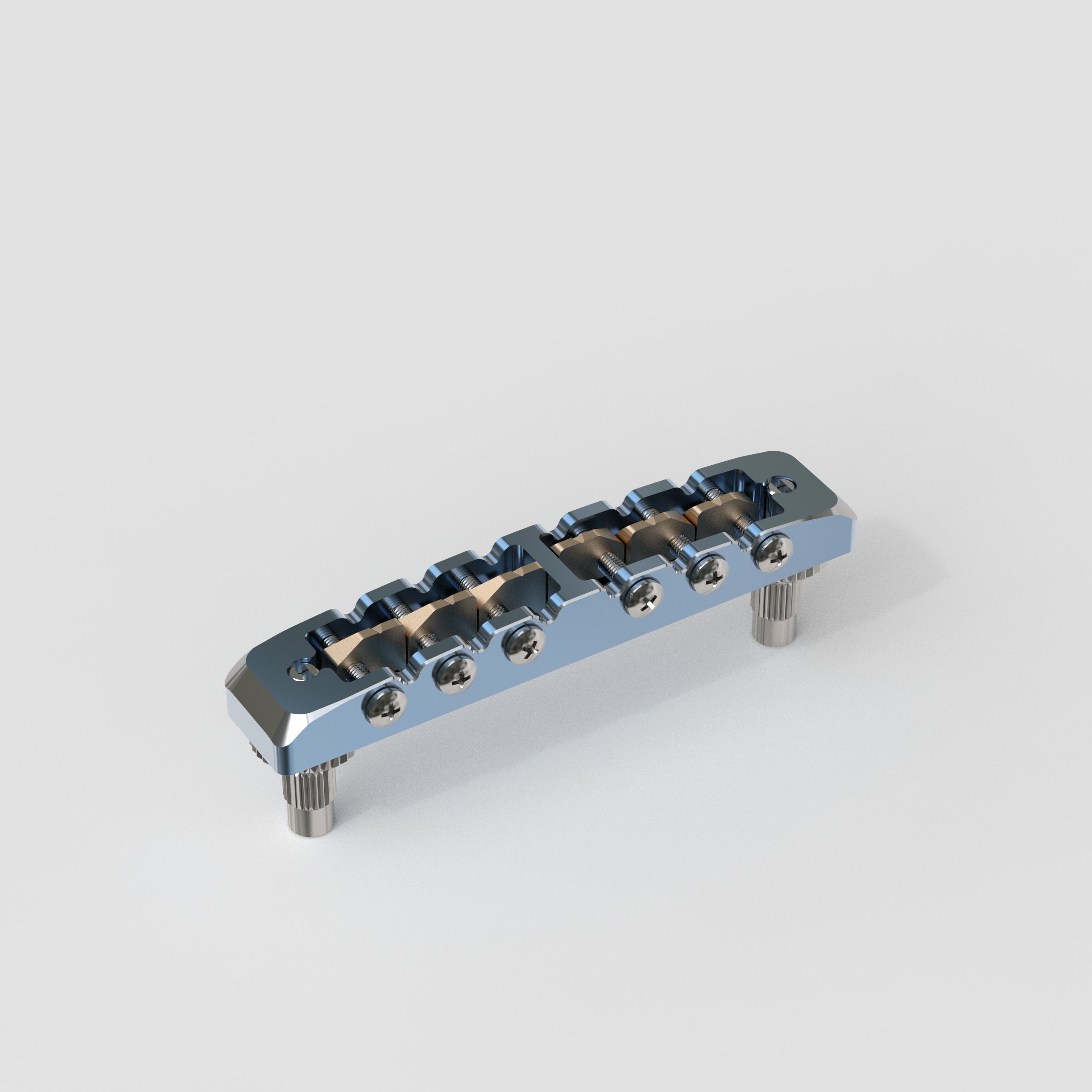 Guyker GMA-002 Lightweight CNC Machined Aluminum Guitar Bridge with Brass Saddles