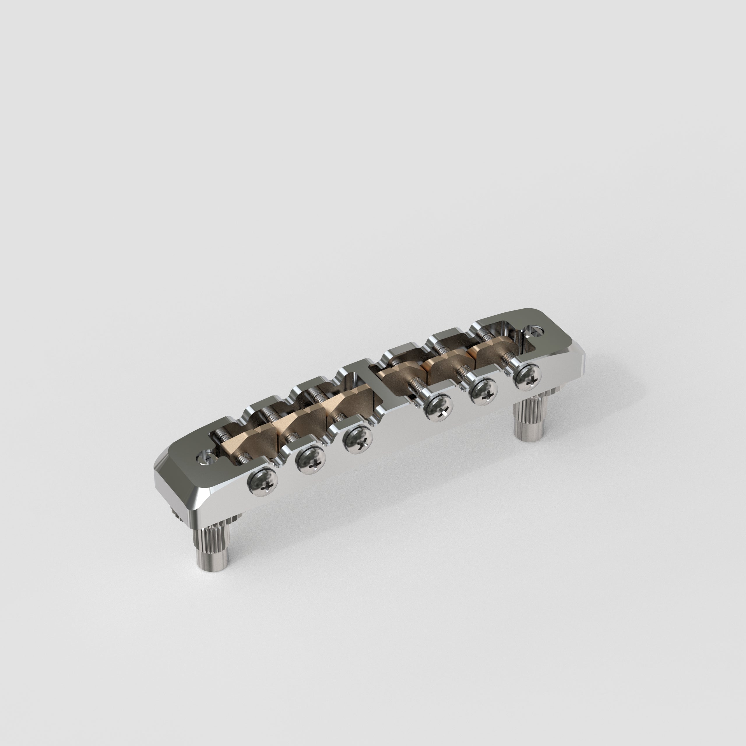 Guyker GMA-002 Lightweight CNC Machined Aluminum Guitar Bridge with Brass Saddles