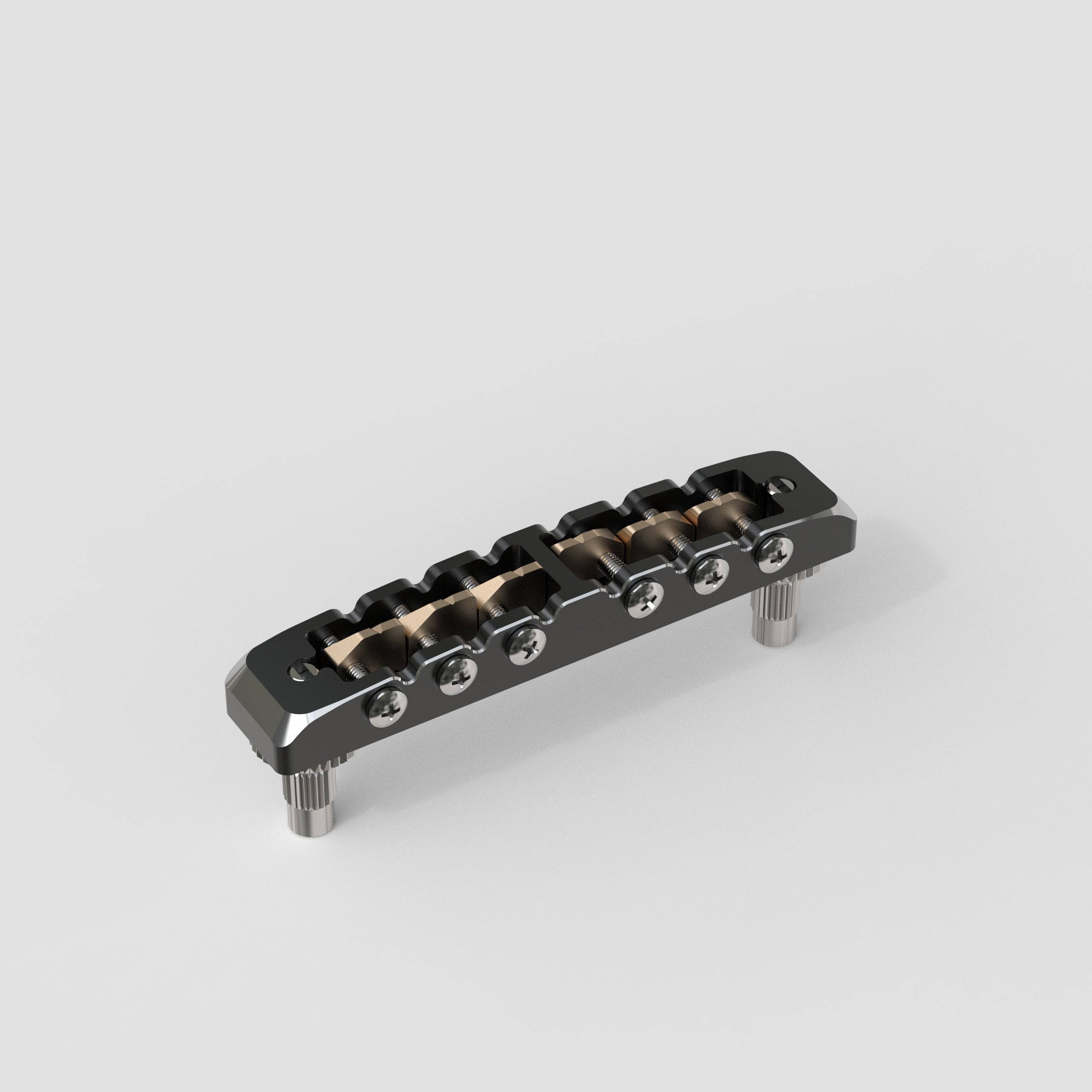 Guyker GMA-002 Lightweight CNC Machined Aluminum Guitar Bridge with Brass Saddles