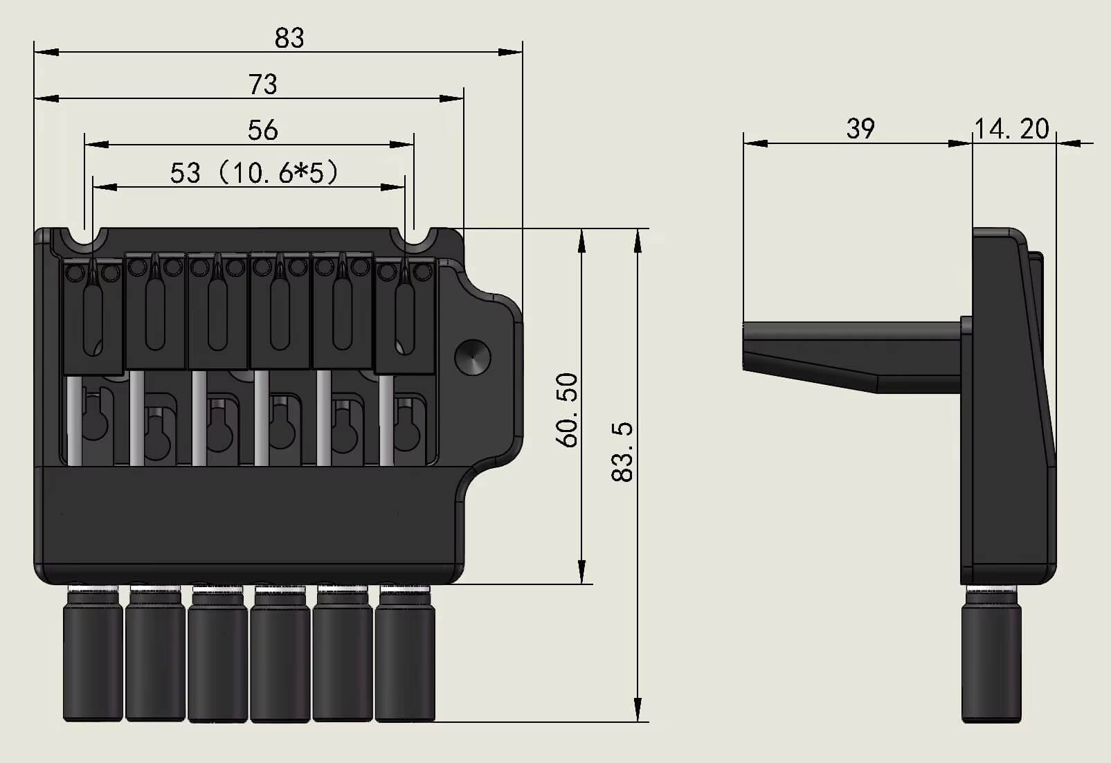 GUYKER WT002 Tremolo System Bridge Set for 6-String Headless Guitar
