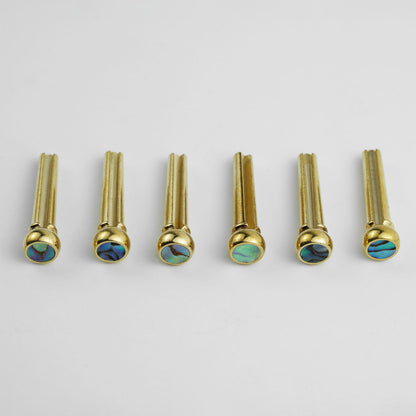 Guyker GX013 Brass Acoustic Guitar Bridge Pins with Abalone Shell Inlays