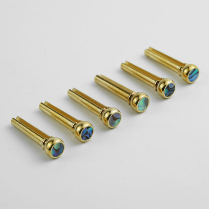 Guyker GX013 Brass Acoustic Guitar Bridge Pins with Abalone Shell Inlays