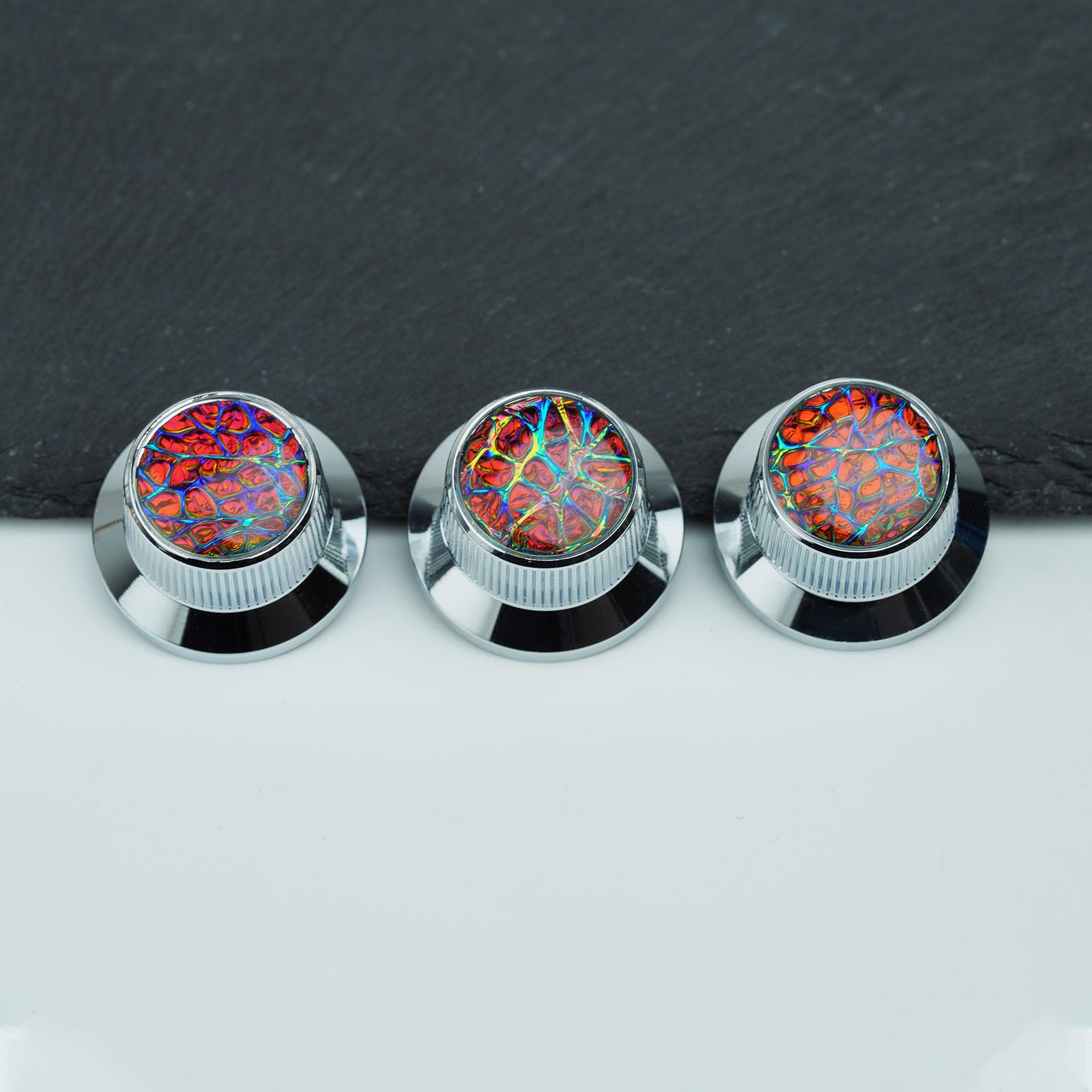 Gold Foil Starburst Aluminum Control Knobs Dia. 6.3mm for Electric Guitar & Bass | Guyker