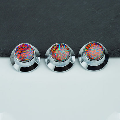 Gold Foil Starburst Aluminum Control Knobs Dia. 6.3mm for Electric Guitar & Bass | Guyker