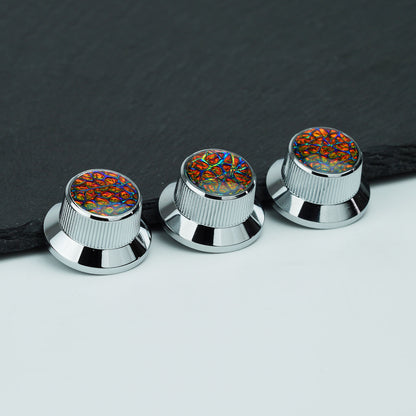 Gold Foil Starburst Aluminum Control Knobs Dia. 6.3mm for Electric Guitar & Bass | Guyker