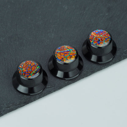 Gold Foil Starburst Aluminum Control Knobs Dia. 6.3mm for Electric Guitar & Bass | Guyker