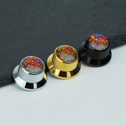 Gold Foil Starburst Aluminum Control Knobs Dia. 6.3mm for Electric Guitar & Bass | Guyker