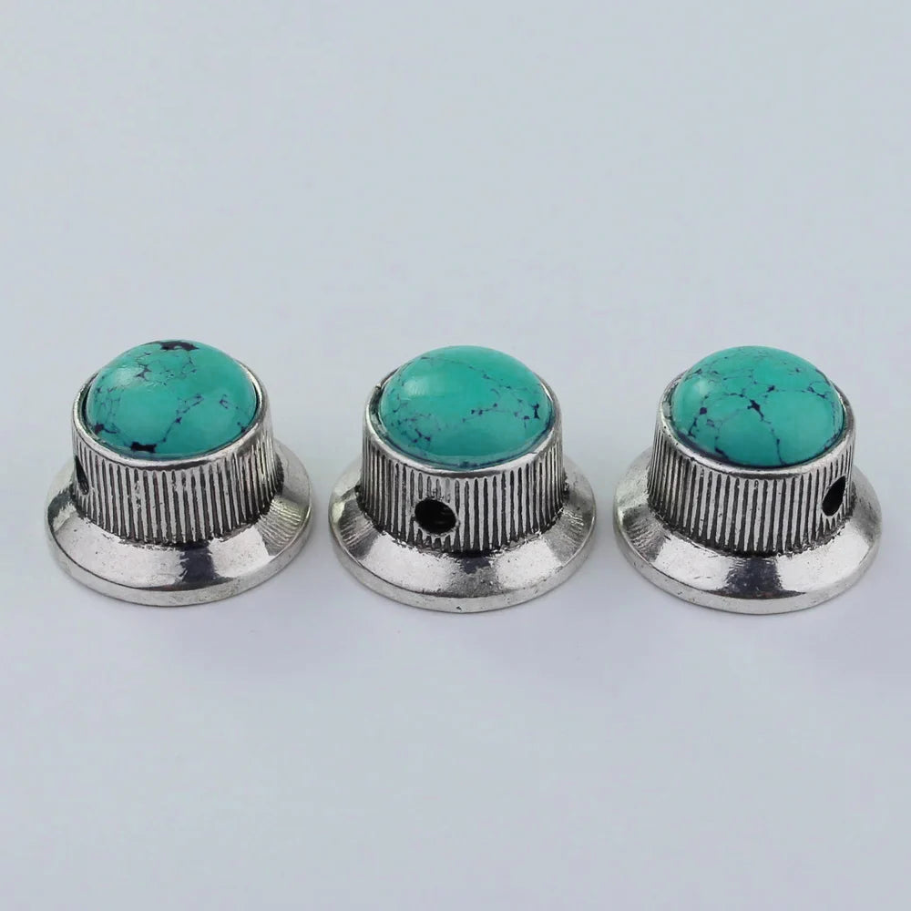 Green Turquoise Surface Metal Control Knob Dia. 6mm for Electric Guitar & Bass | Guyker