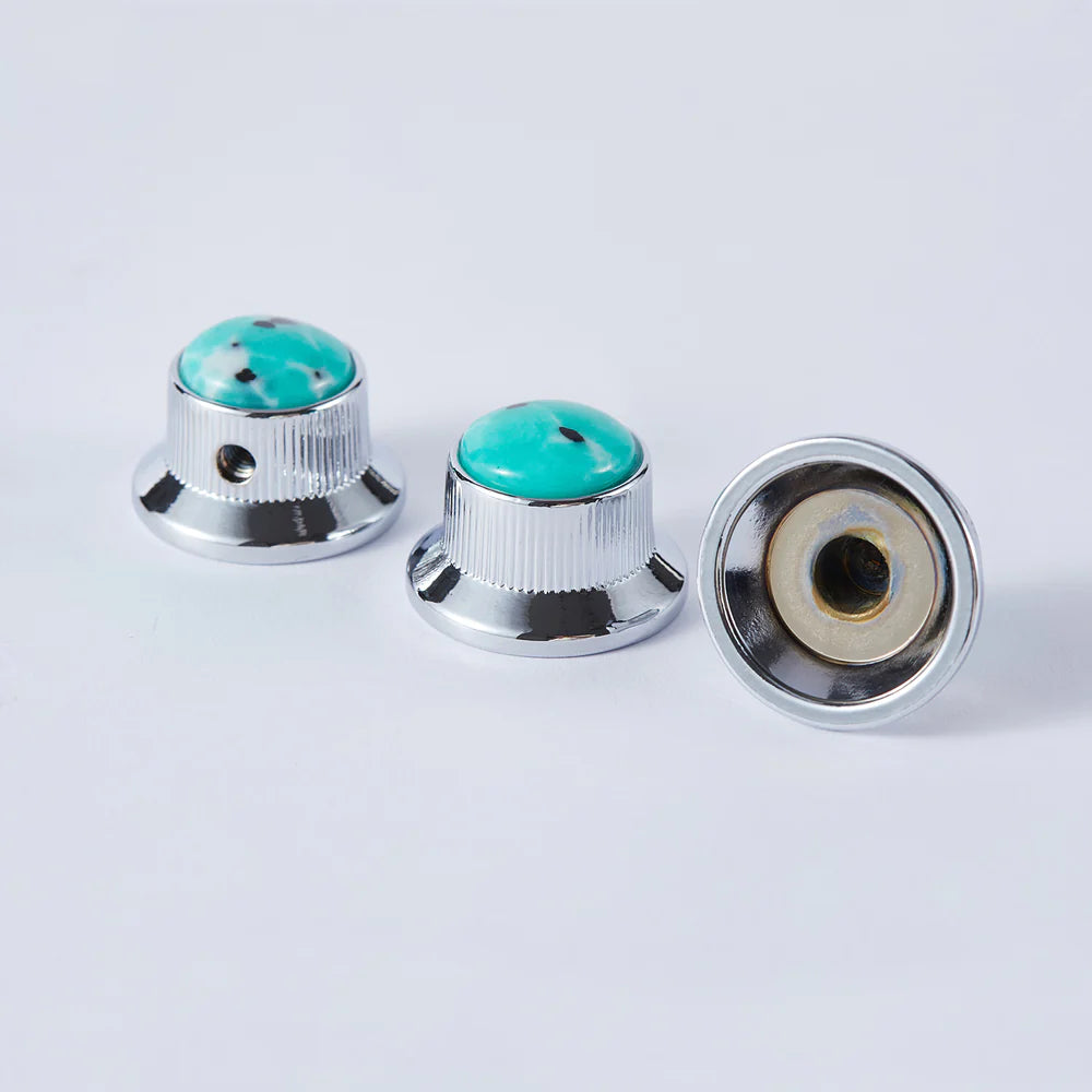 Green Turquoise Surface Metal Control Knob Dia. 6mm for Electric Guitar & Bass | Guyker