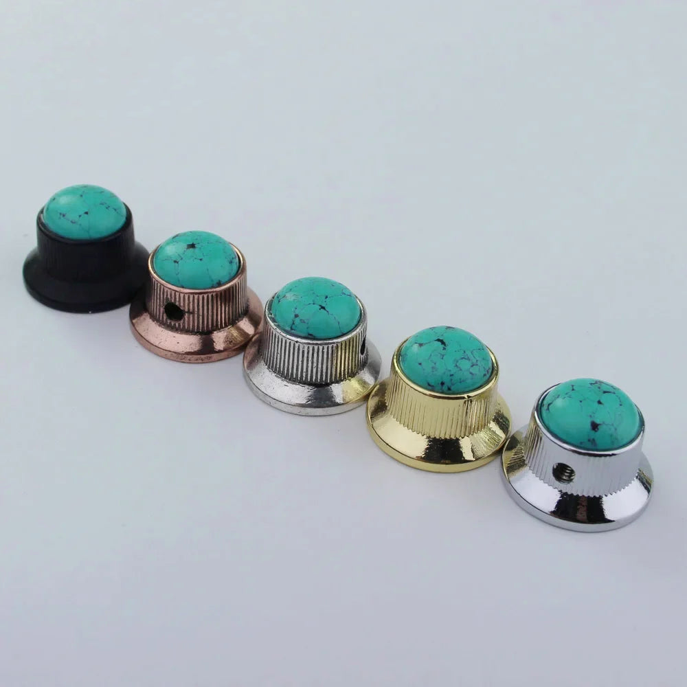 Green Turquoise Surface Metal Control Knob Dia. 6mm for Electric Guitar & Bass | Guyker