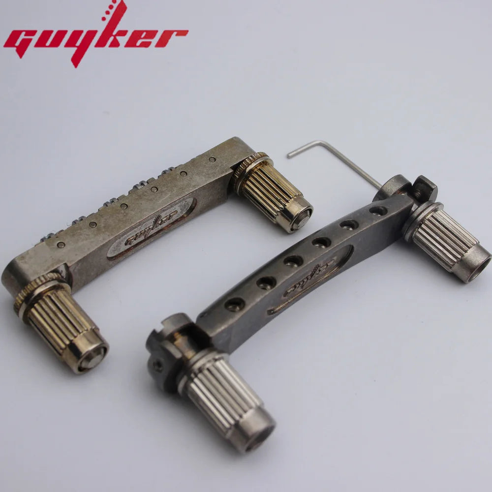 Guitar GM005+GS001 Stop Bar Tailpiece with Anchors +Tune O Matic Roller Saddle Guitar Bridge Studs Rust Color for LP SG Guitars