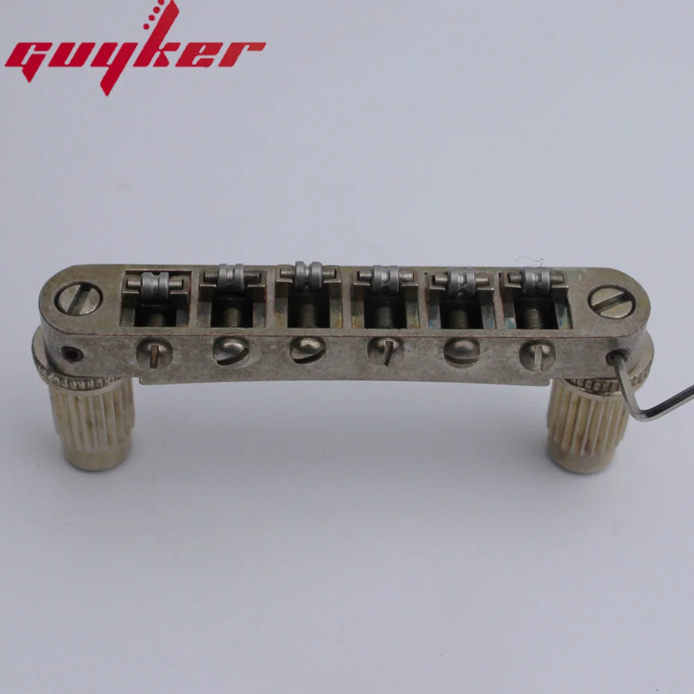 Guitar GM005+GS001 Stop Bar Tailpiece with Anchors +Tune O Matic Roller Saddle Guitar Bridge Studs Rust Color for LP SG Guitars