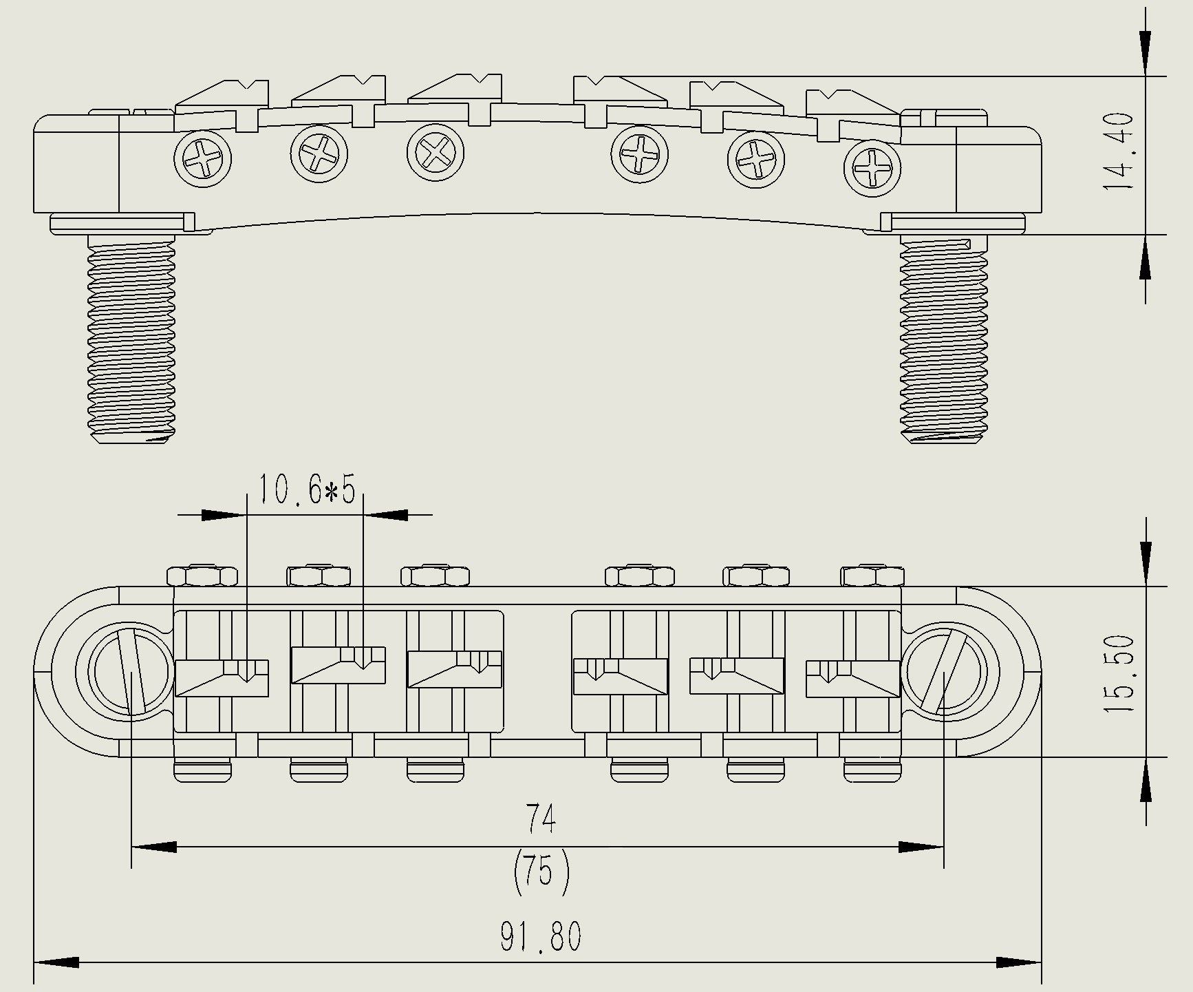 Guyker Guitar Tune O Matic 6 String Guitar Bridge