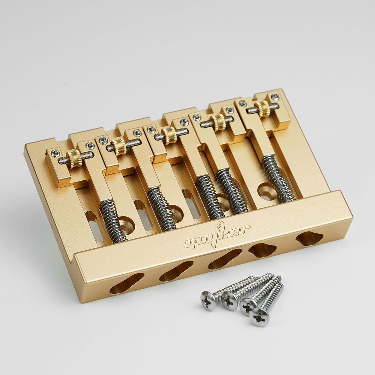 Guyker GBA-506 CNC 5-String Bass Bridge in Aerospace Aluminum Alloy with Adjustable String Spacing for Bass Guitar