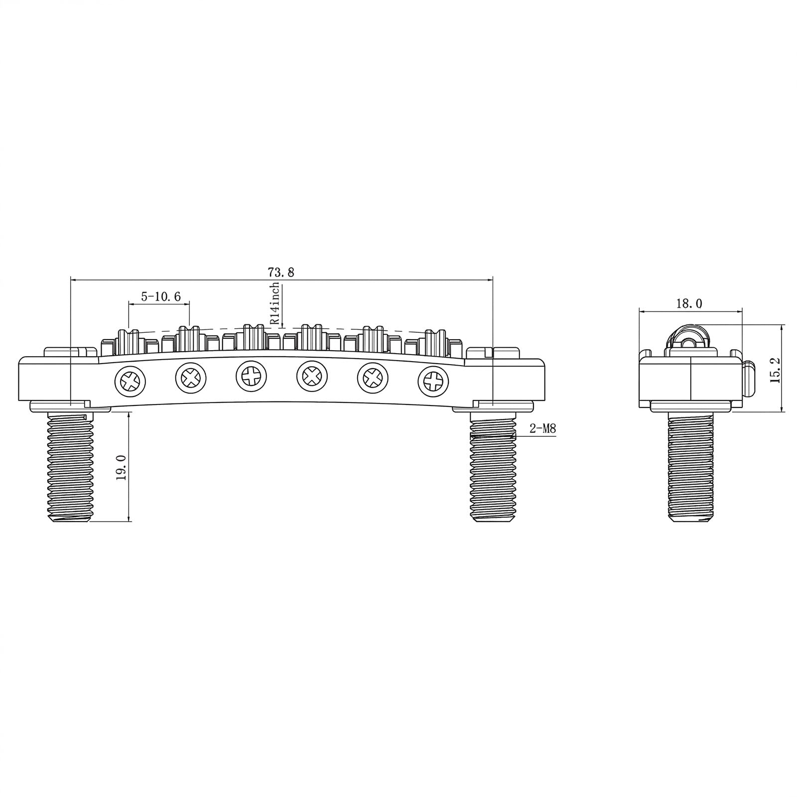 Guyker GM025 6-Saddle Roller Guitar Bridge with Locking Posts for Electric Guitar