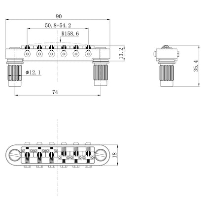 Guyker Guitar Bridge GMA-016A with Adjustable String Spacing