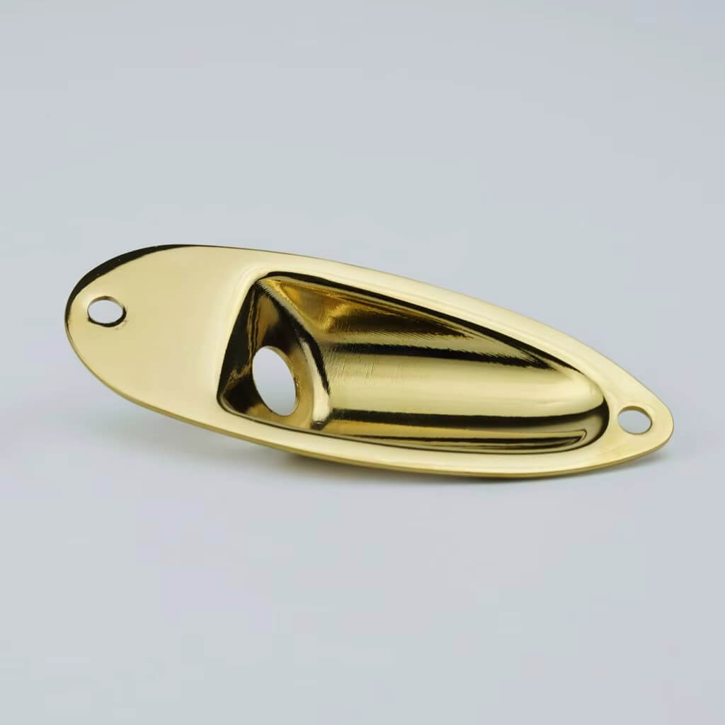 Guyker 1 Piece Oval Curved Metal Jack Plate Jackplate Chrome/ Smoke Gray for Electric Guitar Bass