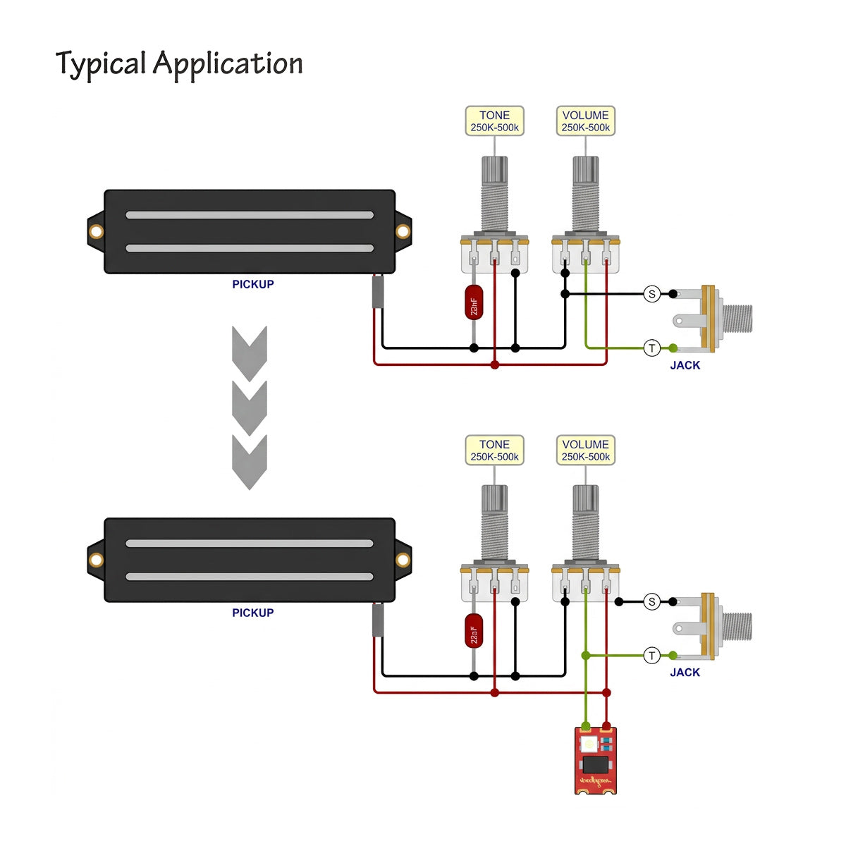 Guyker Adjustable Treble Bleed High-Pass Filter Module for Electric Guitar Volume Pot