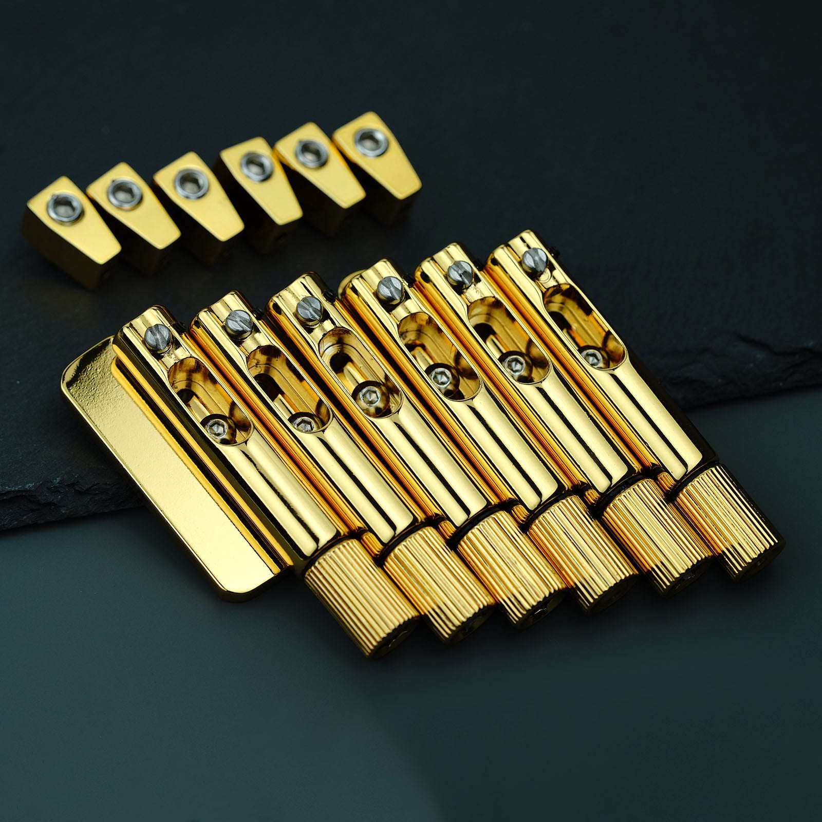 Guyker Headless Guitar Bridge Brass Single Fixed for Fanned Frets BG3005