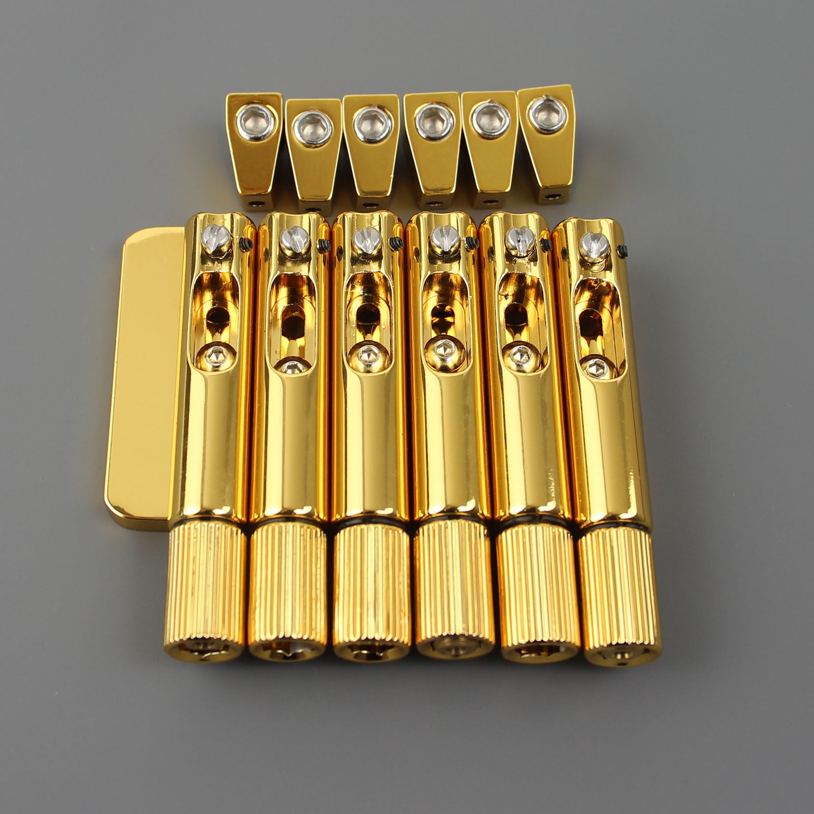 Guyker Headless Guitar Bridge Brass Single Fixed for Fanned Frets BG3005