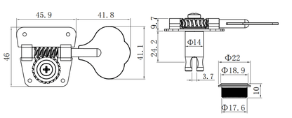 Guyker Open Frame Bass Tuning Pegs 1:20 Gear Ratio GK 530-15