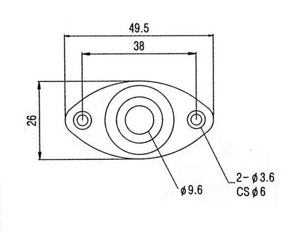 1 Piece Oval Curved Metal Jack Plate For Electric Guitar Bass 