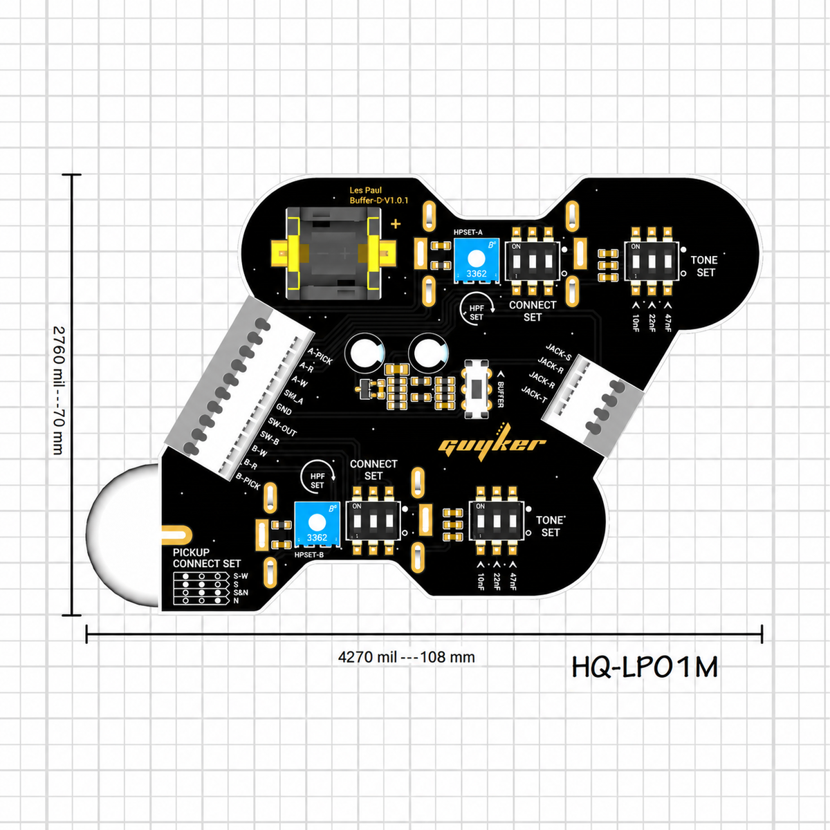 Guyker HQ-LP01M Solderless PCB Wiring Harness for LP-Style Electric Guitar