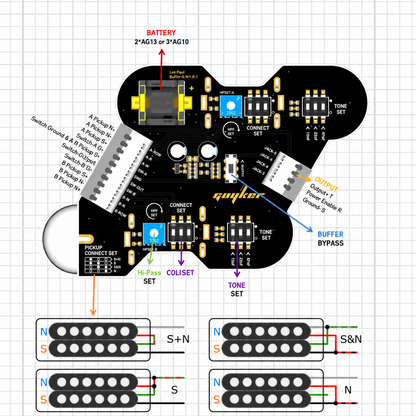 Guyker HQ-LP01M Solderless PCB Wiring Harness for LP-Style Electric Guitar