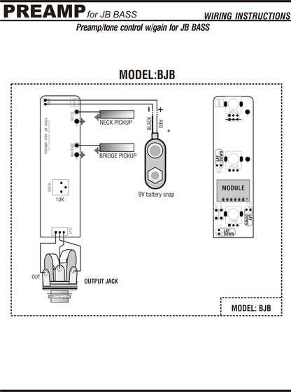Jazz Bass Preamp Control Plate with Knobs and Jack  | Guyker