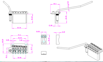 Left Handed 2 Point Non-Locking Guitar Tremolo Bridge with Brass Block | Guyker