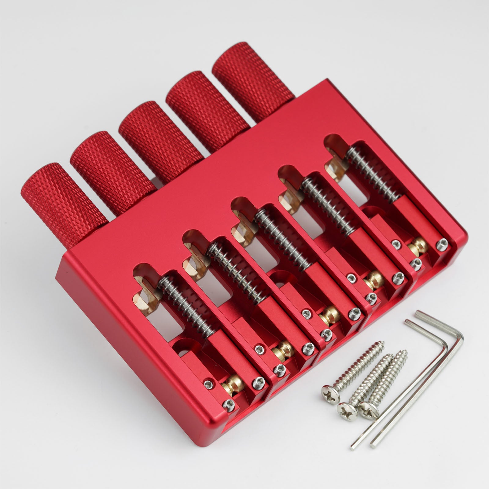 Lightweight CNC Aluminum Alloy Headless Bass Bridge with Brass Saddles Guyker