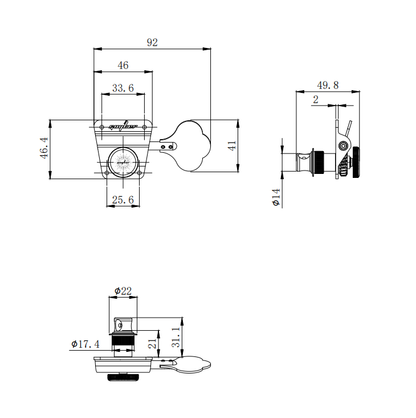 Locking CNC Machined Bass Tuner Aluminum Alloy Housing Guyker