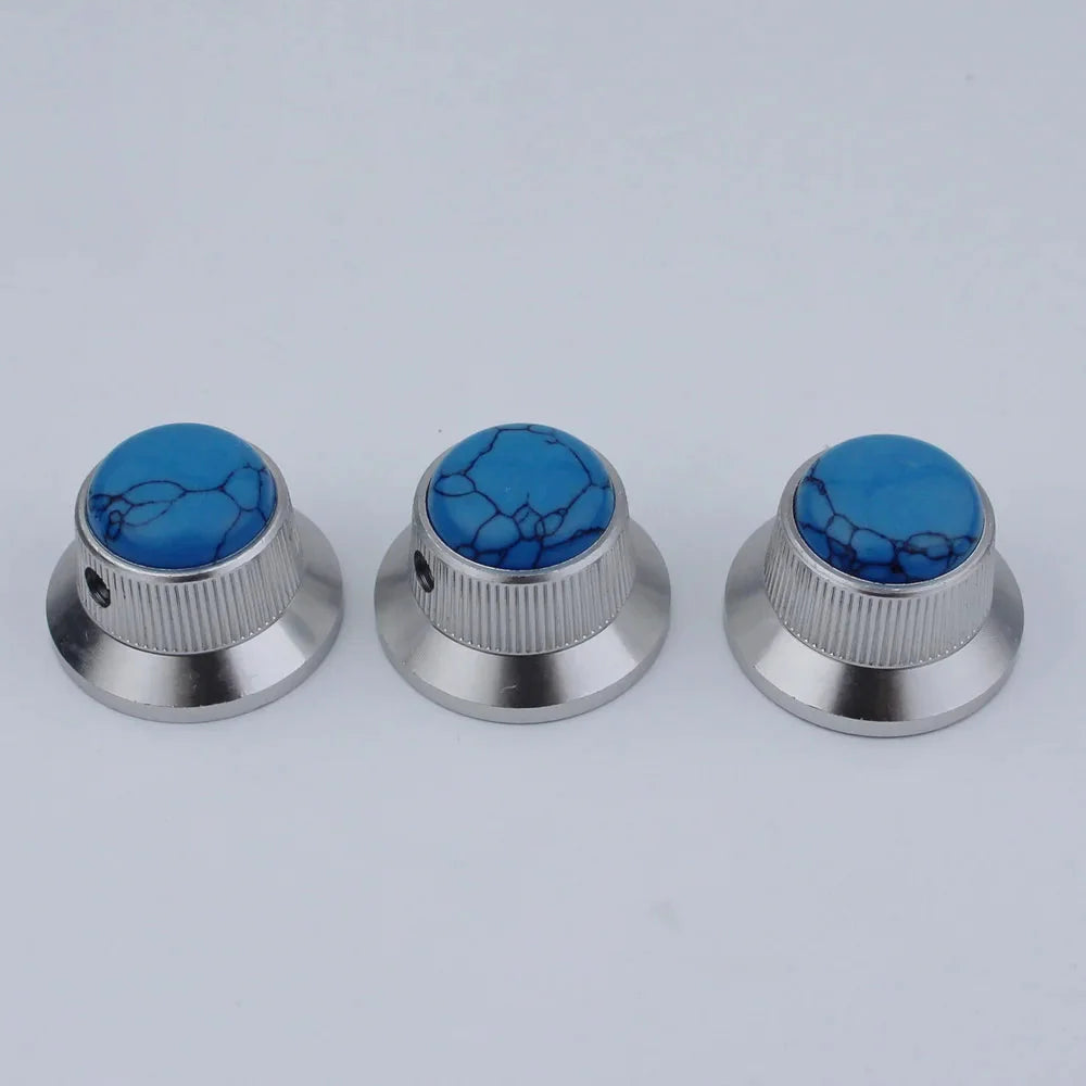 Opal Stone Surface Hat‑Type Metal Control Knobs Dia. 6mm for Electric Guitar & Bass | Guyker