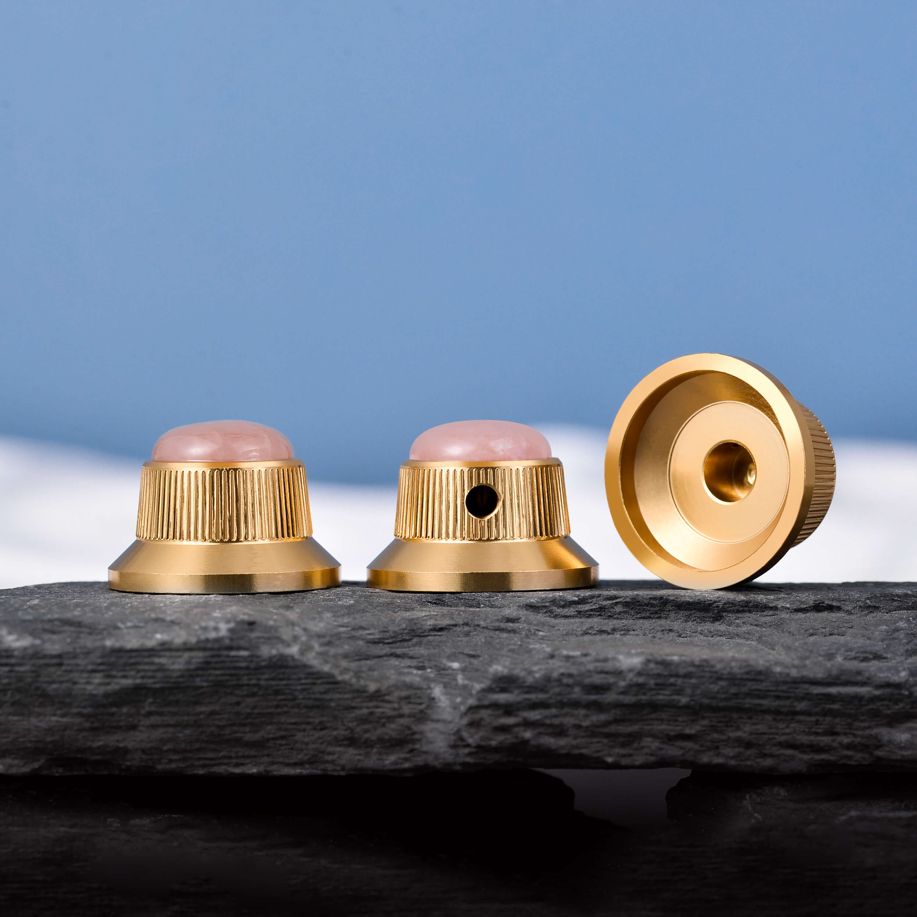 Opal Stone Surface Hat‑Type Metal Control Knobs Dia. 6mm for Electric Guitar & Bass | Guyker