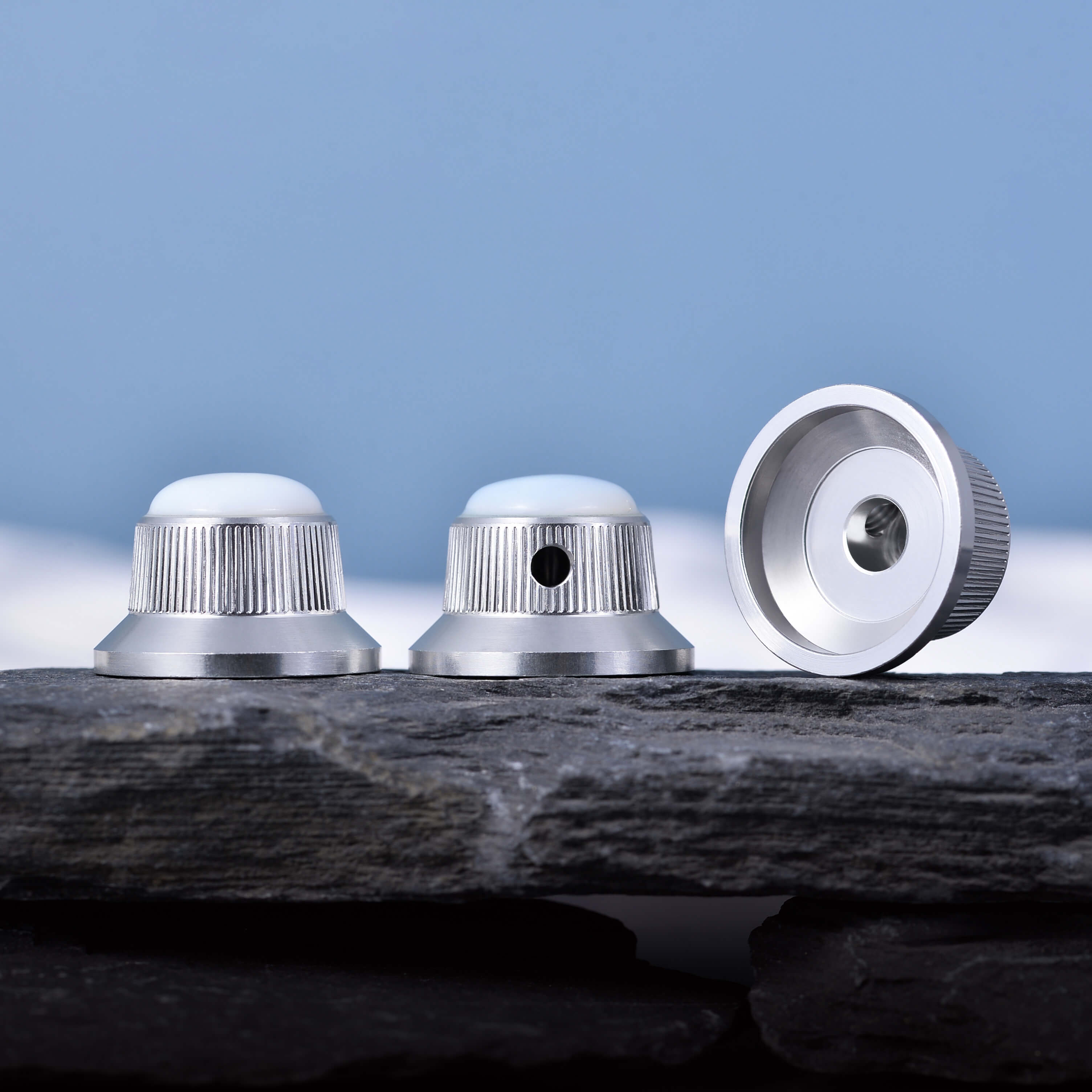 Opal Stone Surface Hat‑Type Metal Control Knobs Dia. 6mm for Electric Guitar & Bass | Guyker