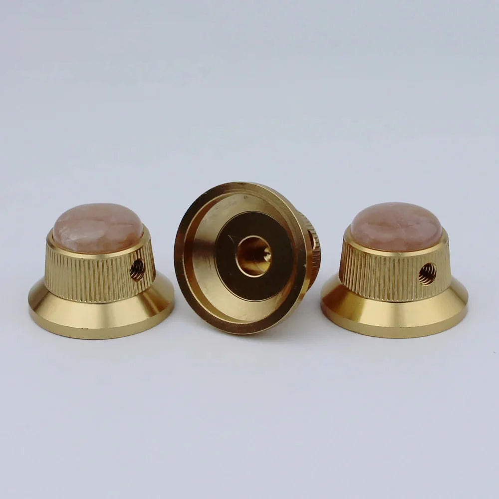 Opal Stone Surface Hat‑Type Metal Control Knobs Dia. 6mm for Electric Guitar & Bass | Guyker
