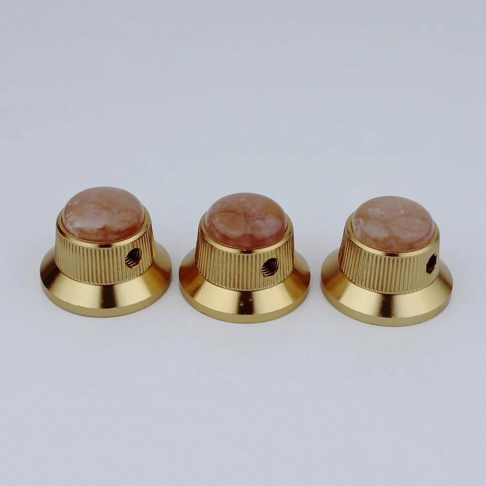 Opal Stone Surface Hat‑Type Metal Control Knobs Dia. 6mm for Electric Guitar & Bass | Guyker