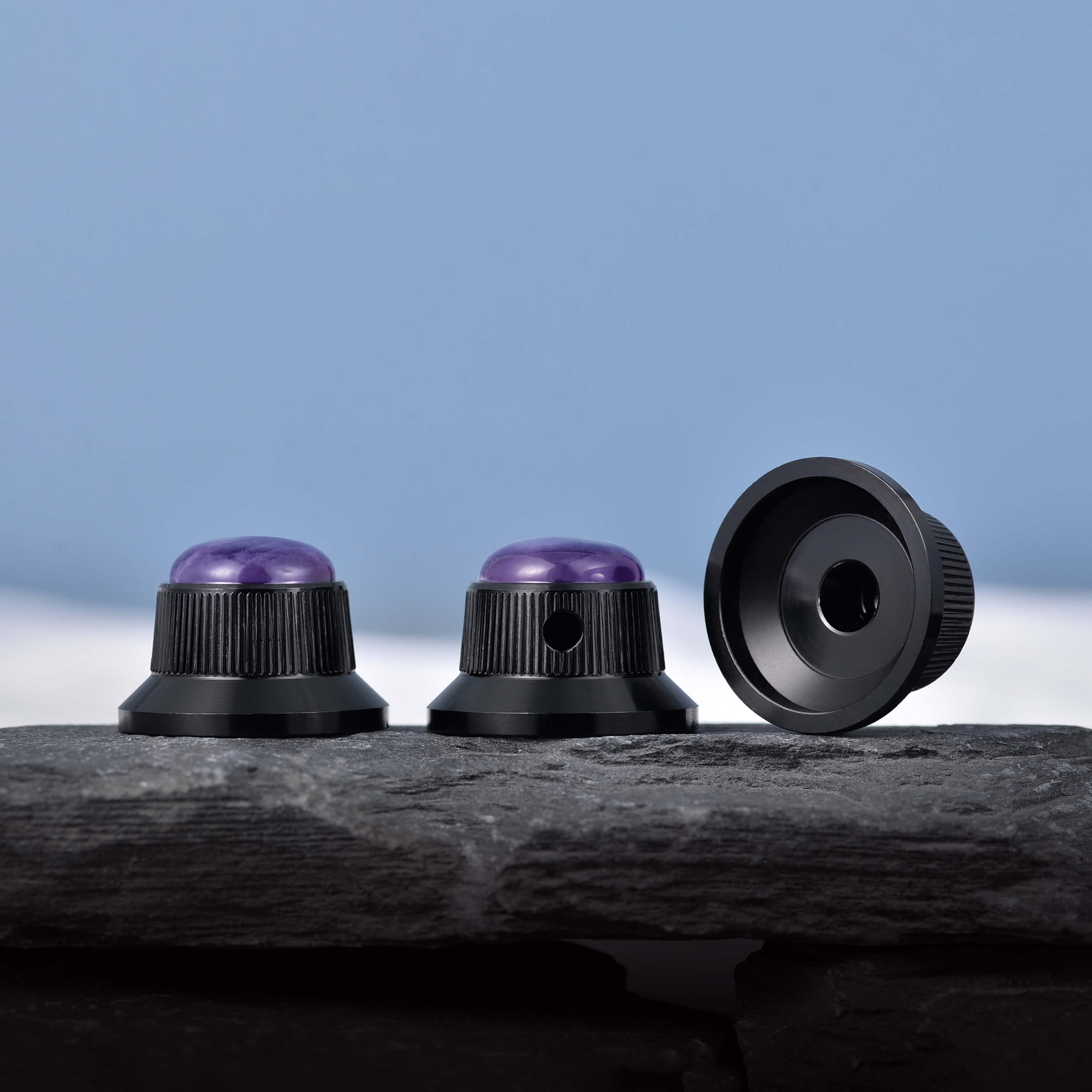 Opal Stone Surface Hat‑Type Metal Control Knobs Dia. 6mm for Electric Guitar & Bass | Guyker