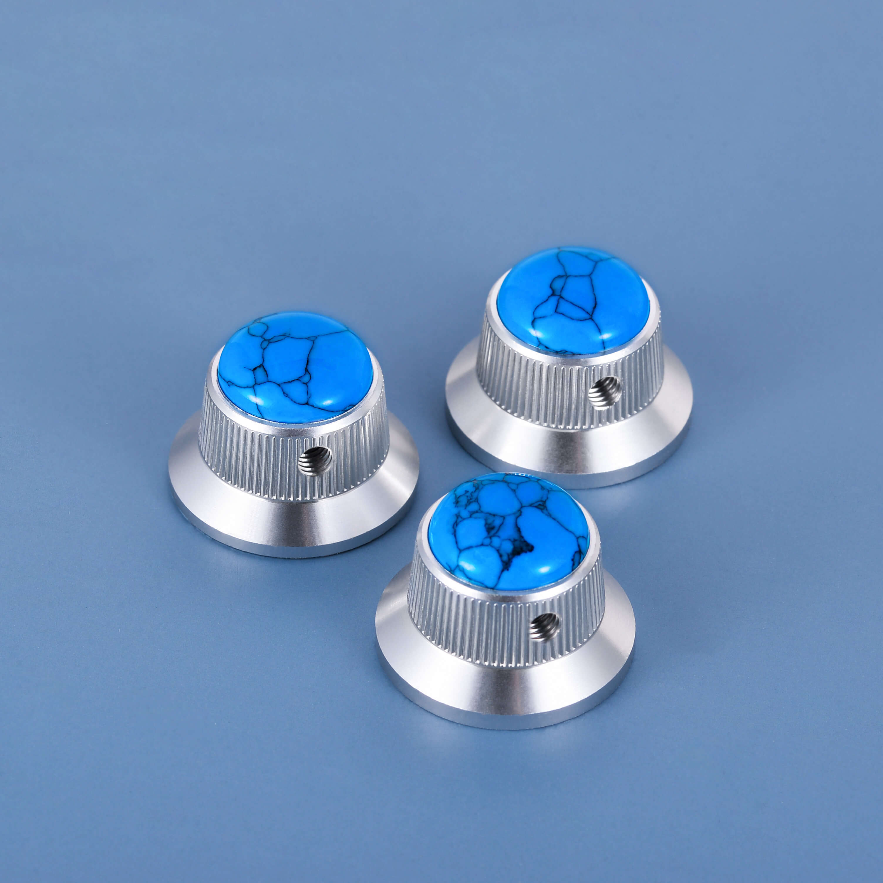 Opal Stone Surface Hat‑Type Metal Control Knobs Dia. 6mm for Electric Guitar & Bass | Guyker