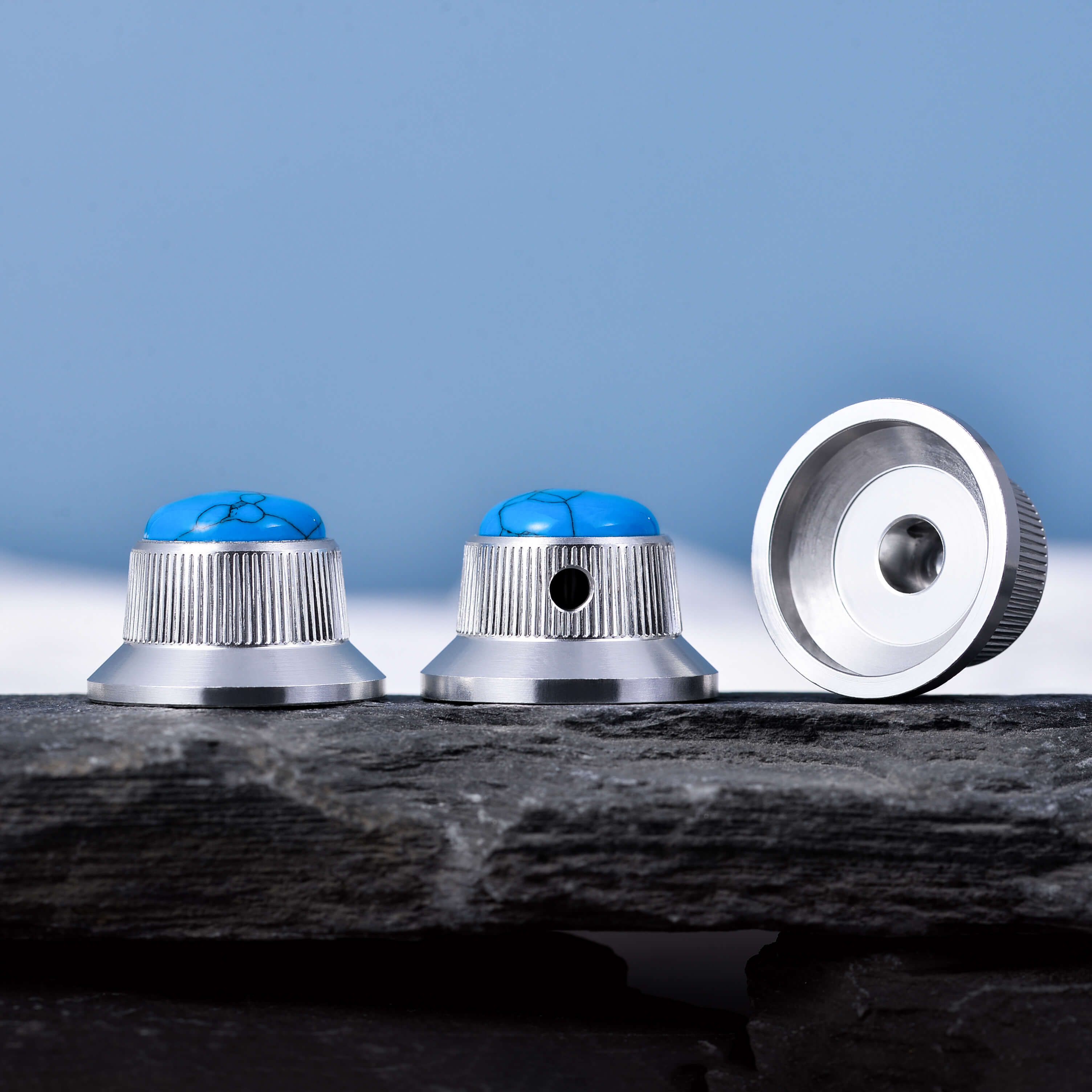 Opal Stone Surface Hat‑Type Metal Control Knobs Dia. 6mm for Electric Guitar & Bass | Guyker