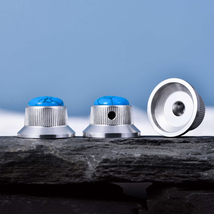 Opal Stone Surface Hat‑Type Metal Control Knobs Dia. 6mm for Electric Guitar & Bass | Guyker