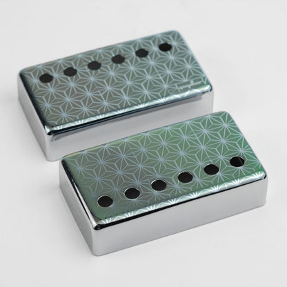 Guyker PC017 Nickel Silver Humbucker Iridescent Triangle Pattern Guitar Pickup Covers Set1