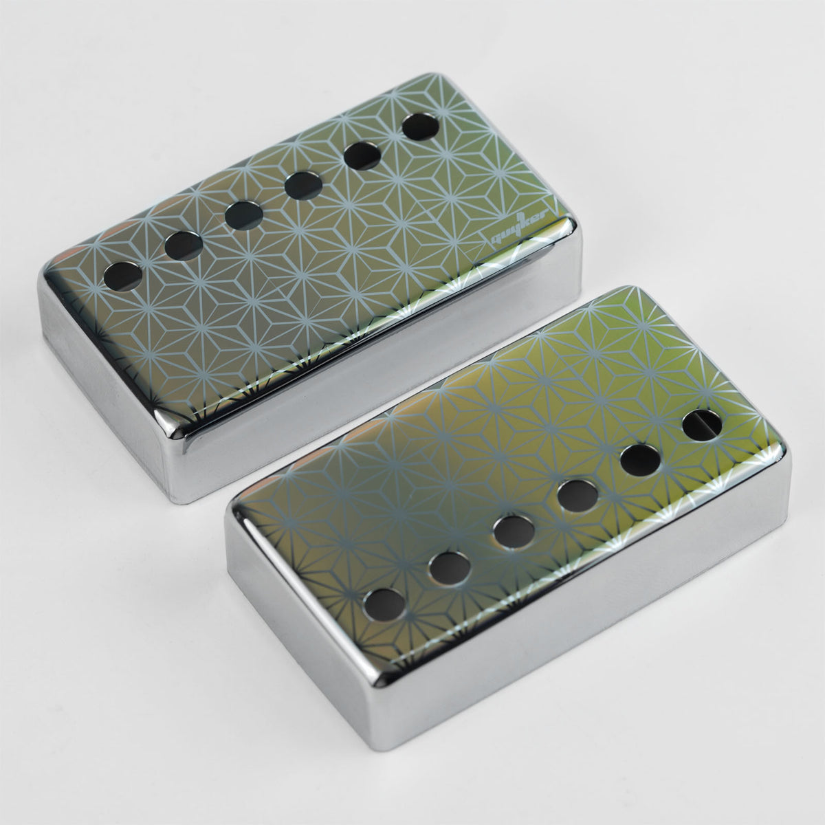 Guyker PC017 Nickel Silver Humbucker Iridescent Triangle Pattern Guitar Pickup Covers Set5